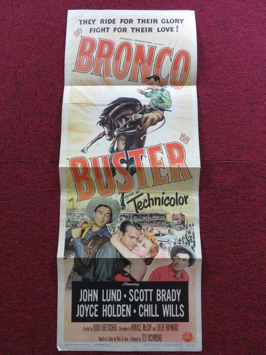 BRONCO BUSTER FOLDED US INSERT (14"x 36") POSTER JOHN LUND SCOTT BRADY 1952 Movie posters