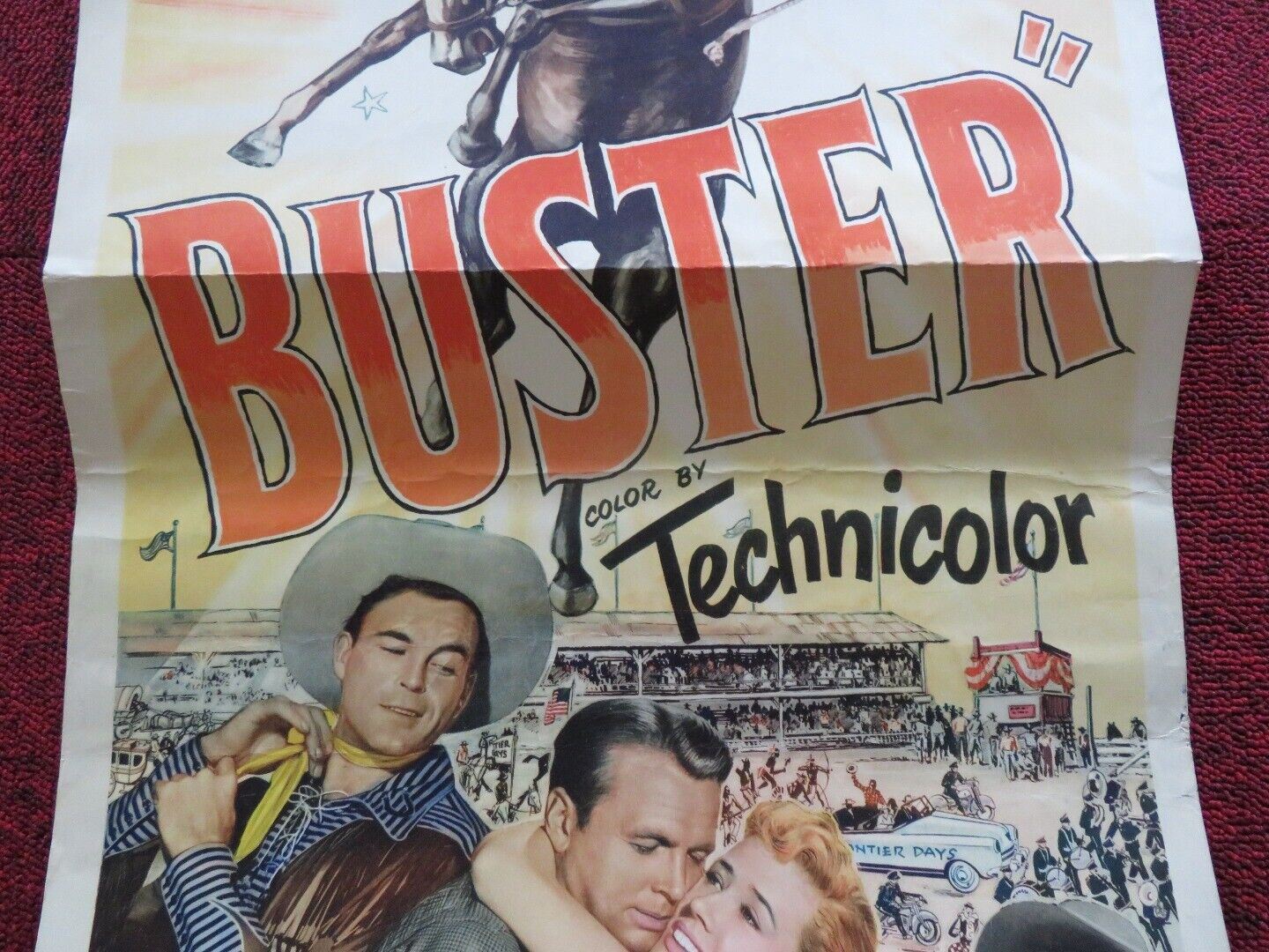 BRONCO BUSTER FOLDED US INSERT (14"x 36") POSTER JOHN LUND SCOTT BRADY 1952 Movie posters