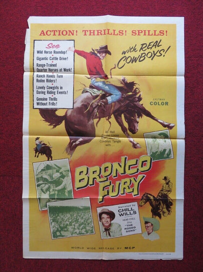 BRONCO FURY US ONE SHEET POSTER CHILL WILLS 1959 - Rendezvous Cinema