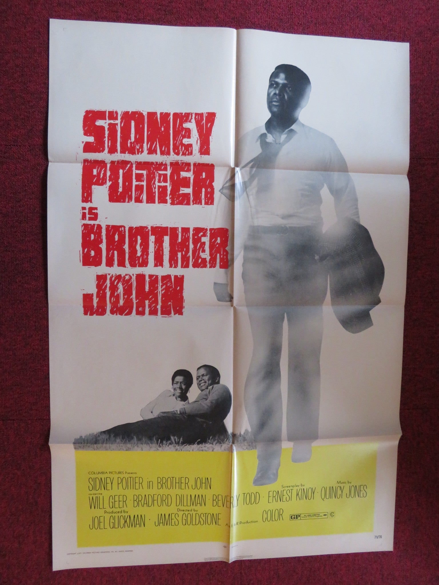 BROTHER JOHN FOLDED US ONE SHEET POSTER SIDNEY POITIER WILL GEER 1971 Rendezvous Cinema Movie posters