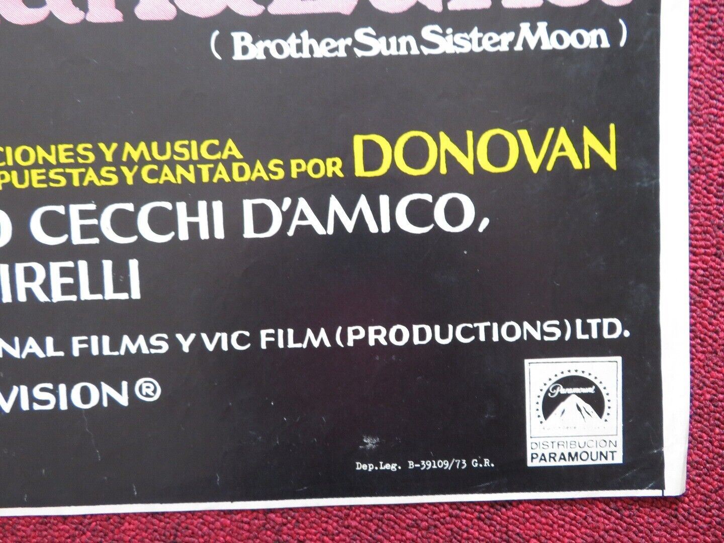 BROTHER SUN, SISTER MOON FOLDED ARGENTINA ONE SHEET POSTER ALEC GUINNESS 1972 Movie posters