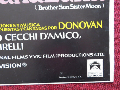 BROTHER SUN, SISTER MOON FOLDED ARGENTINA ONE SHEET POSTER ALEC GUINNESS 1972 Movie posters