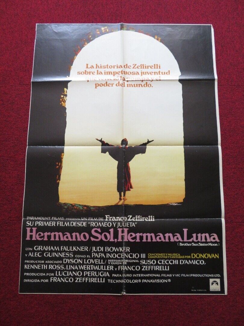 BROTHER SUN, SISTER MOON FOLDED ARGENTINA ONE SHEET POSTER ALEC GUINNESS 1972 Movie posters