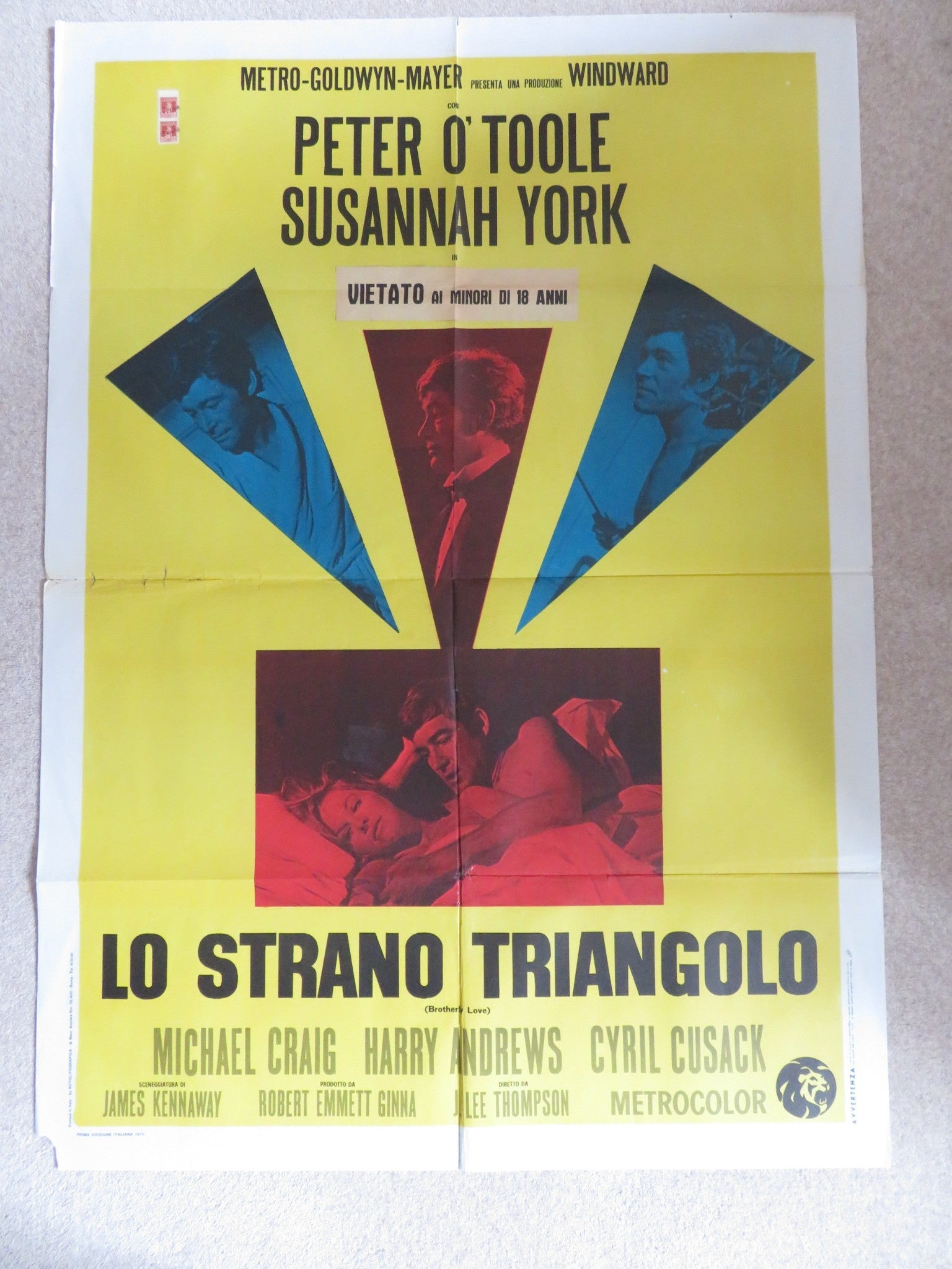BROTHERLY LOVE ITALIAN 2 FOGLIO POSTER PETER O'TOOLE SUSANNAH YORK 1970 Rendezvous Cinema Movie posters
