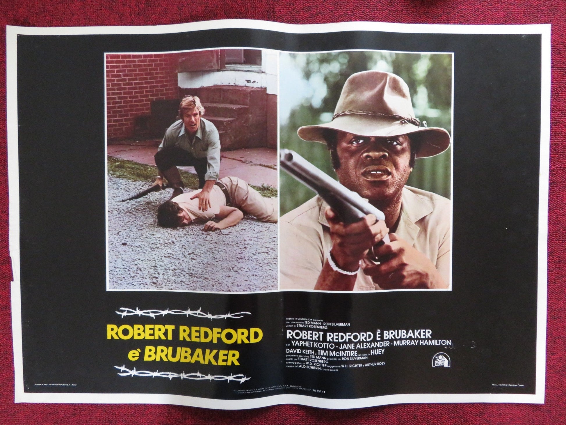 BRUBAKER - B ITALIAN FOTOBUSTA POSTER ROBERT REDFORD YAPHET KOTTO 1980 Rendezvous Cinema Movie posters