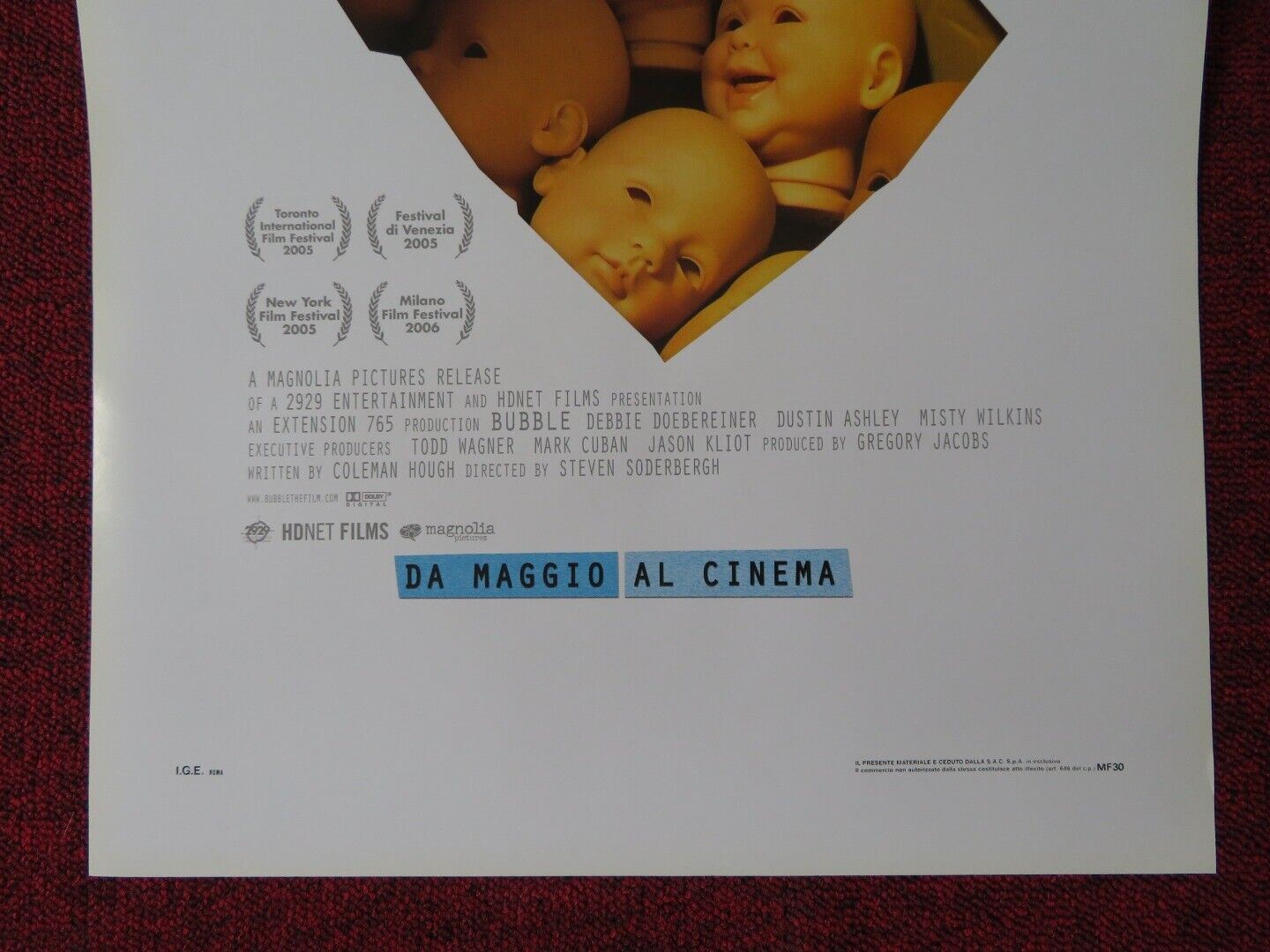 BUBBLE ITALIAN LOCANDINA (27.5"x13") POSTER STEVEN SODERBERGH 2005 - Rendezvous Cinema