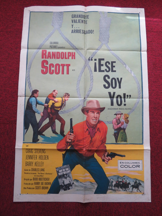 BUCHANAN RIDES ALONE SPANISH POSTER RANDOLPH SCOTT 1958 Rendezvous Cinema Movie posters