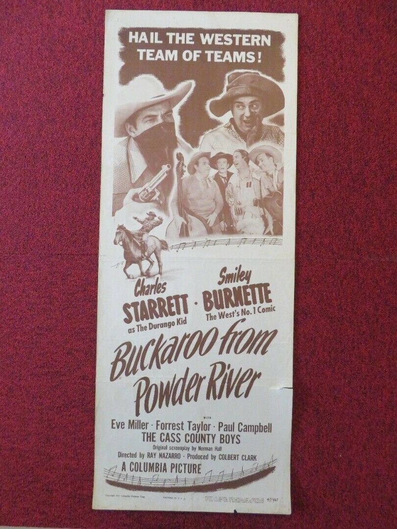 BUCKAROO FROM POWDER RIVER US INSERT (14"x 36") POSTER EVE MILLER 1947 - Rendezvous Cinema