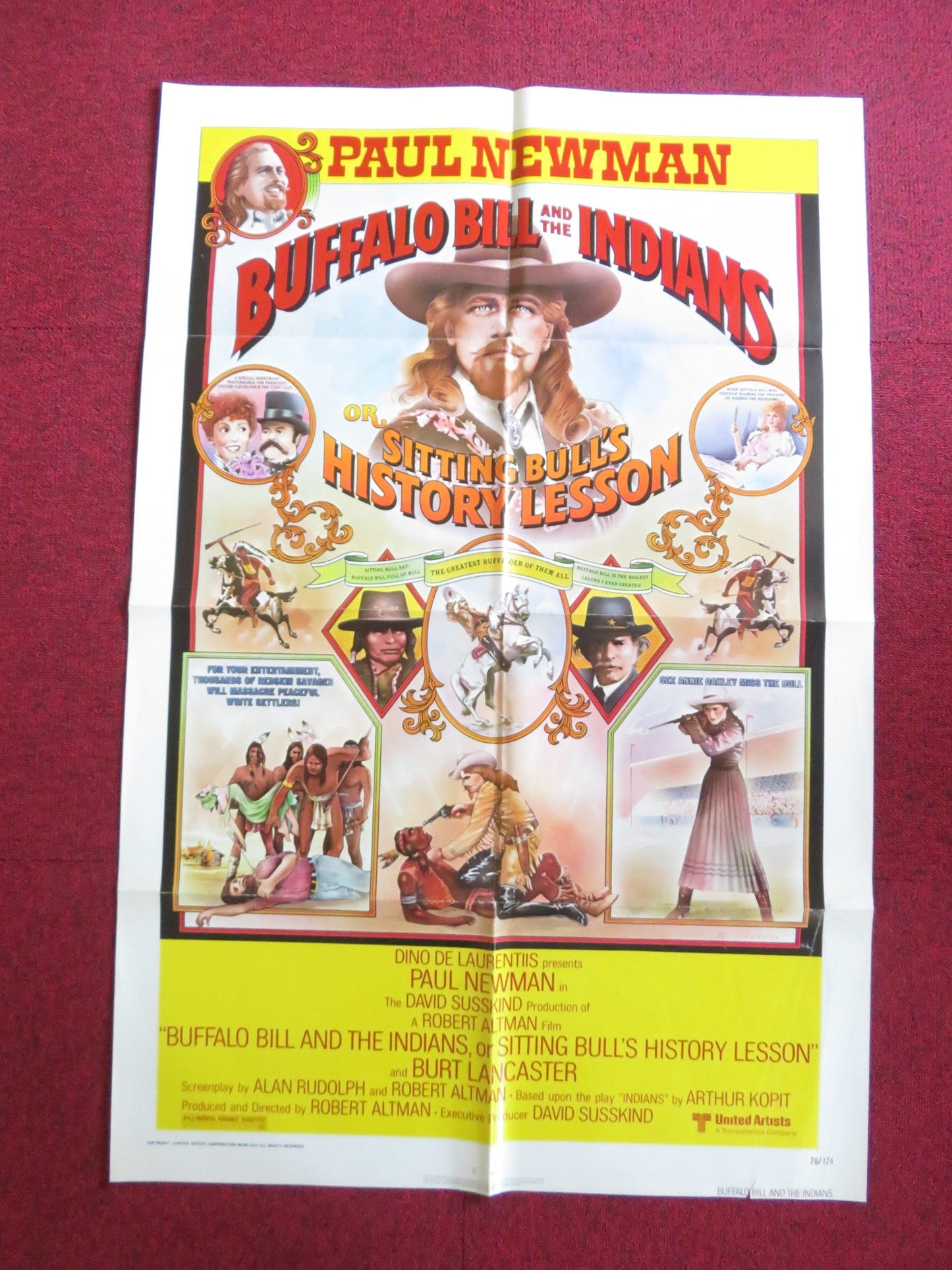 BUFFALO BILL AND THE INDIANS, OR SITTING... FOLDED US ONE SHEET POSTER 1976 Rendezvous Cinema Movie posters