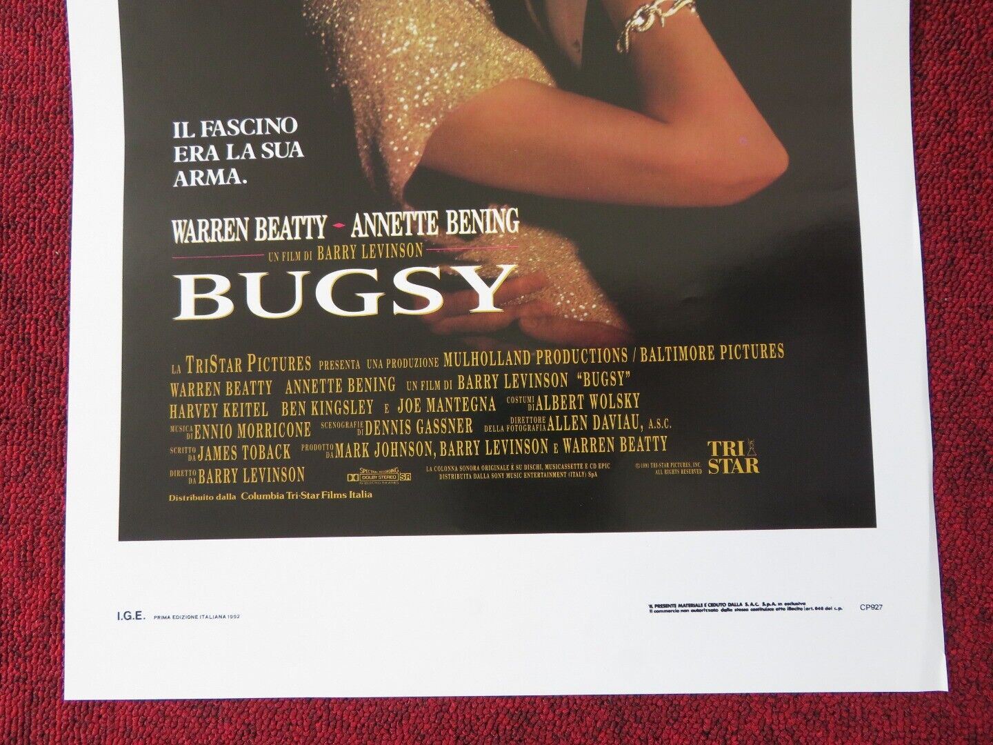 BUGSY ITALIAN LOCANDINA (27.5"x13") POSTER WARREN BEATTY ANNEETTE BENING 1992 Movie posters