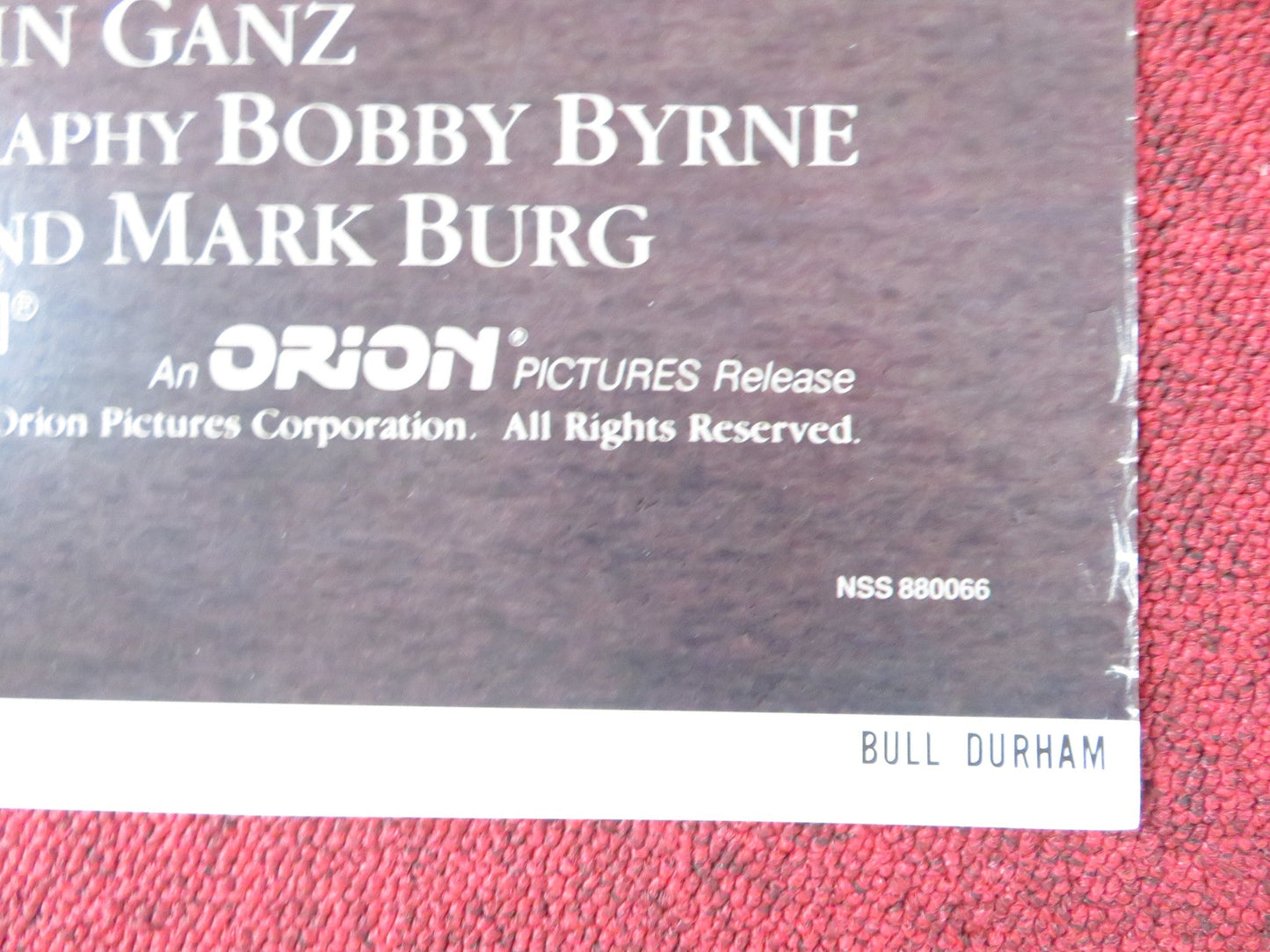 BULL DURHAM FOLDED US ONE SHEET POSTER KEVIN COSTNER SUSAN SARANDON 1988 Rendezvous Cinema Movie posters