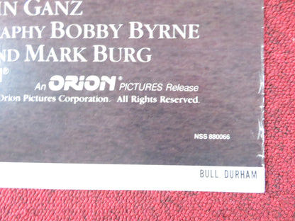 BULL DURHAM FOLDED US ONE SHEET POSTER KEVIN COSTNER SUSAN SARANDON 1988 Rendezvous Cinema Movie posters