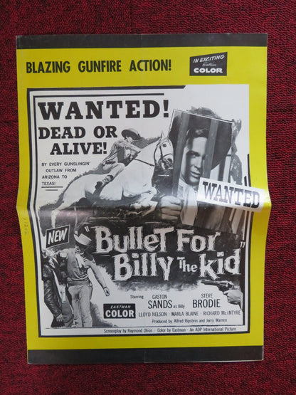 BULLET FOR BILLY THE KID UNCUT A.D.P INTERNATIONAL FOLDED PRESS BOOK SANDS 1963 Rendezvous Cinema Movie posters
