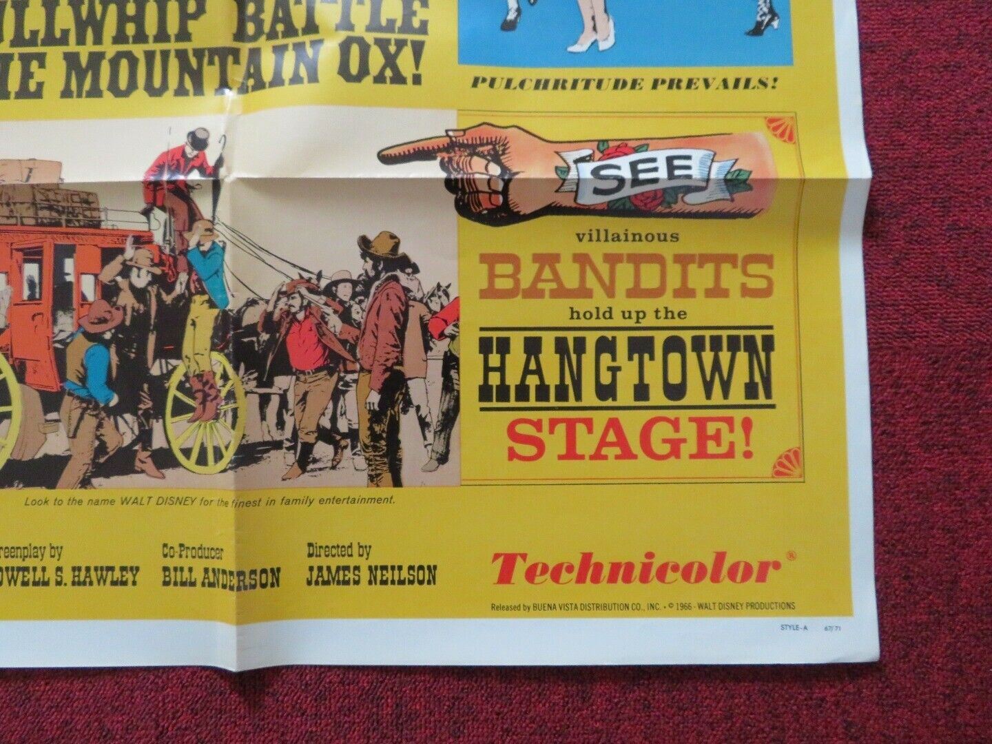 BULLWHIP GRIFFIN FOLDED US ONE SHEET POSTER DISNEY RODDY MCDOWALL 1967 Movie posters