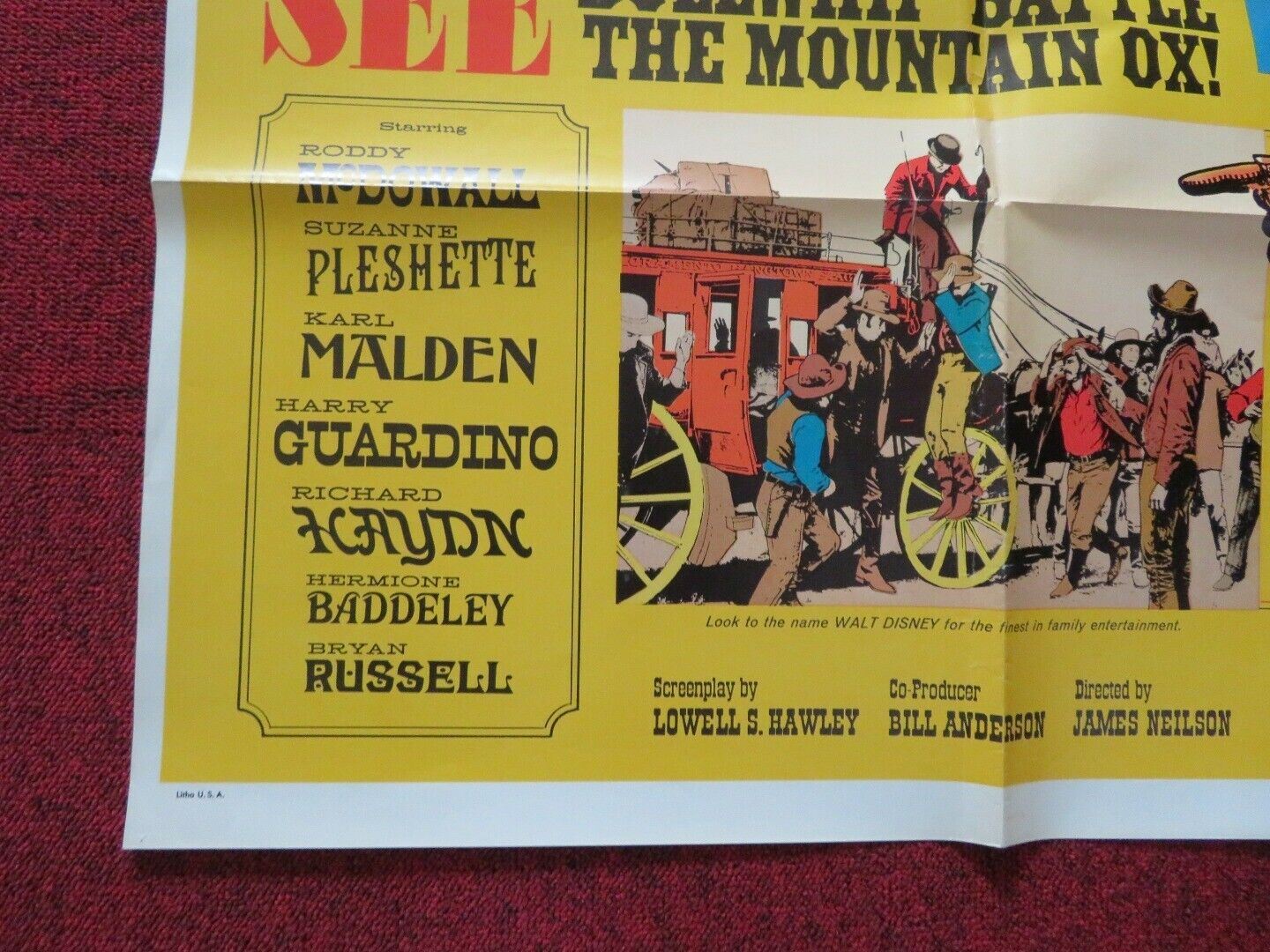 BULLWHIP GRIFFIN FOLDED US ONE SHEET POSTER DISNEY RODDY MCDOWALL 1967 Movie posters