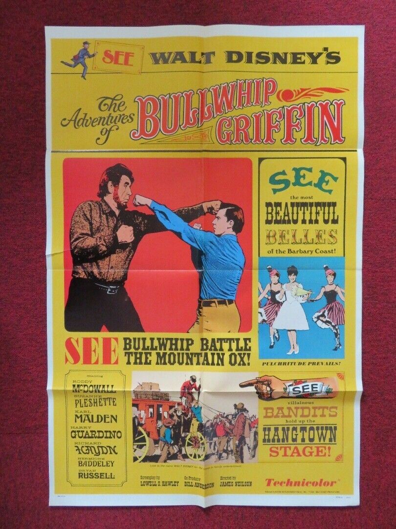 BULLWHIP GRIFFIN FOLDED US ONE SHEET POSTER DISNEY RODDY MCDOWALL 1967 Movie posters