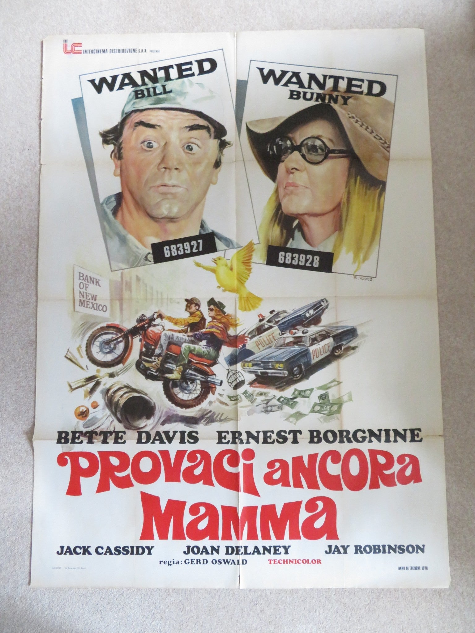 BUNNY O'HARE ITALIAN 2 FOGLIO POSTER BETTE DAVIS ERNEST BORGNINE 1971 Rendezvous Cinema Movie posters