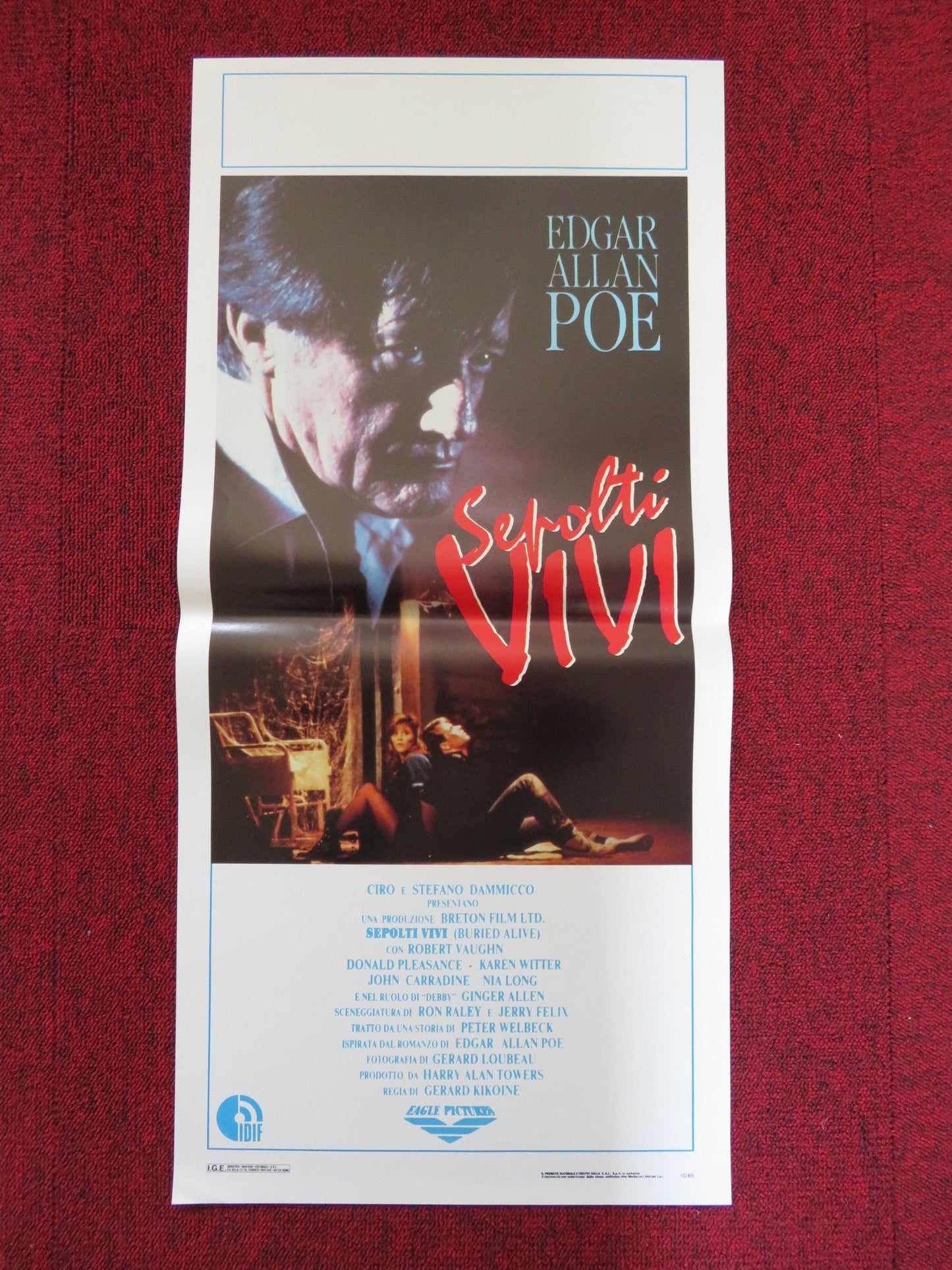 BURIED ALIVE ITALIAN LOCANDINA POSTER ROBERT VAUGHN DONALD PLEASANCE 1989 Rendezvous Cinema Movie posters
