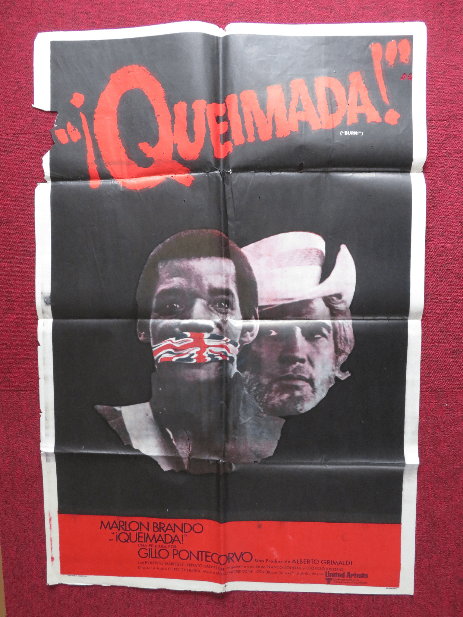 BURN FOLDED ARGENTINA ONE SHEET POSTER MARLON BRANDO EVARISTO MARQUEZ 1969 Rendezvous Cinema Movie posters