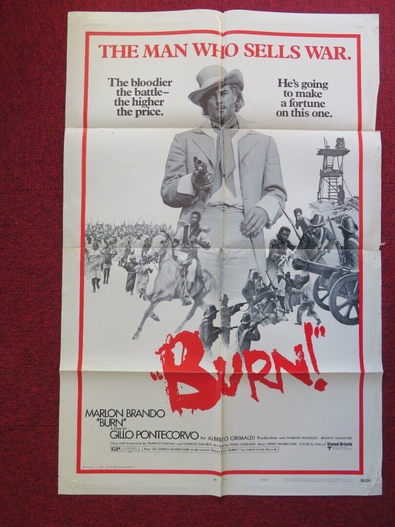 BURN - STYLE A FOLDED US ONE SHEET POSTER MARLON BRANDO EVARISTO MARQUEZ 1969 - Rendezvous Cinema