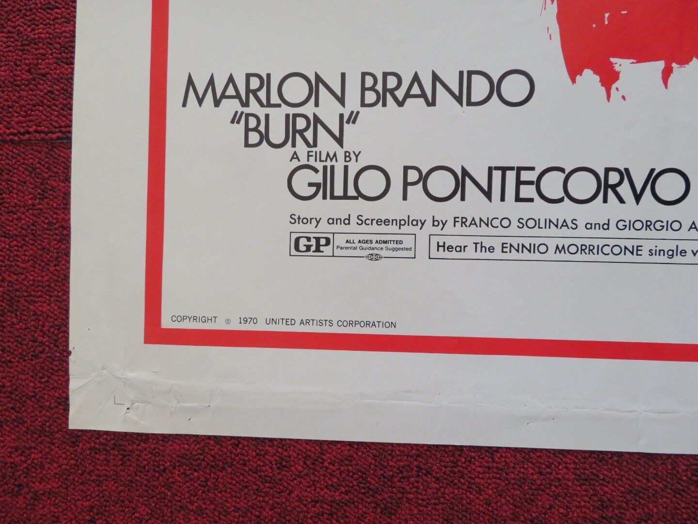 BURN - STYLE A FOLDED US ONE SHEET POSTER MARLON BRANDO EVARISTO MARQUEZ 1969 - Rendezvous Cinema