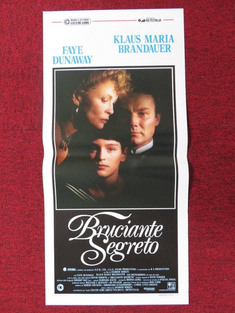 BURNING SECRET ITALIAN LOCANDINA (27.5"x13") POSTER FAYE DUNAWAY KLAUS 1988 - Rendezvous Cinema