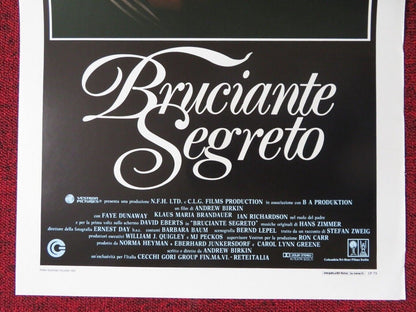 BURNING SECRET ITALIAN LOCANDINA (27.5"x13") POSTER FAYE DUNAWAY KLAUS 1988 - Rendezvous Cinema