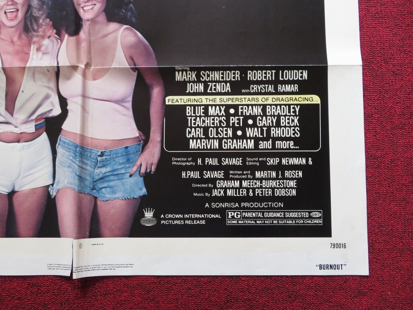 BURNOUT FOLDED US ONE SHEET POSTER MARK SCHNEIDER BOB LOUDEN 1979 Movie posters