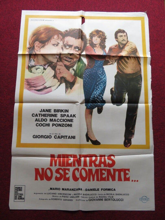 BURNT BY A SCALDING PASSION FOLDED ARGENTINA ONE SHEET POSTER JANE BIRKIN 1976 Movie posters