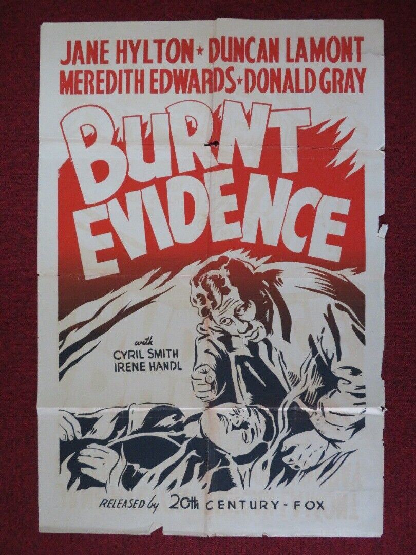 BURNT EVIDENCE FOLDED U.S ONE SHEET POSTER JANE HYLTON DUNCAN LAMONT 1954 Movie posters