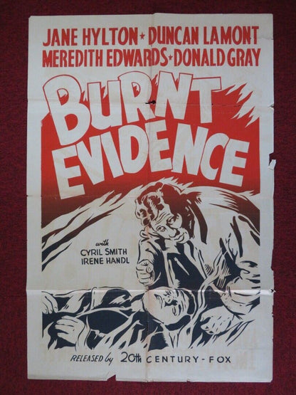 BURNT EVIDENCE FOLDED U.S ONE SHEET POSTER JANE HYLTON DUNCAN LAMONT 1954 Movie posters