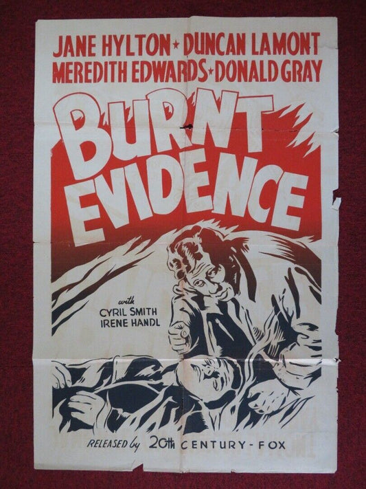 BURNT EVIDENCE FOLDED U.S ONE SHEET POSTER JANE HYLTON DUNCAN LAMONT 1954 Movie posters