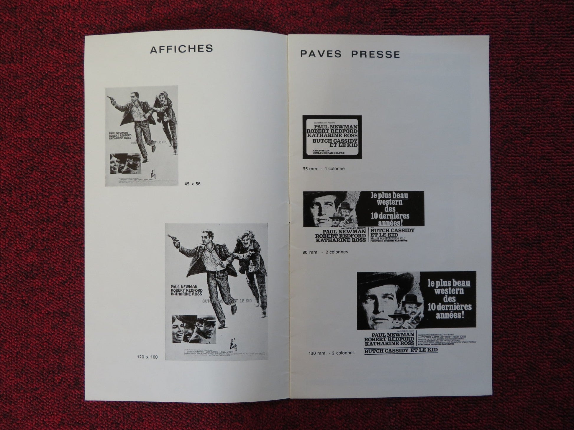 BUTCH CASSIDY ET LE KID FRENCH PRESS PAUL NEWMAN ROBERT REDFORD 1969 Rendezvous Cinema Movie posters