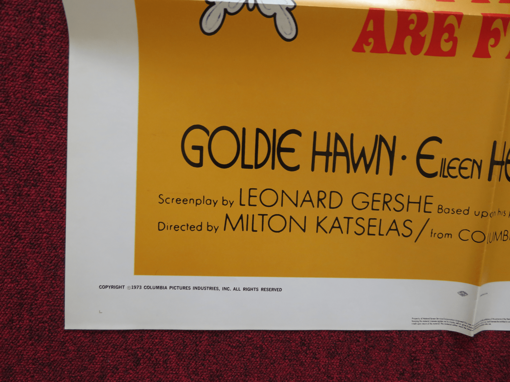 BUTTERFLIES ARE FREE - STYLE B FOLDED US ONE SHEET POSTER GOLDIE HAWN 1973 Rendezvous Cinema Movie posters