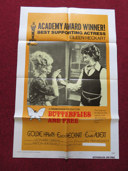 BUTTERFLIES ARE FREE - STYLE B FOLDED US ONE SHEET POSTER GOLDIE HAWN 1973 Rendezvous Cinema Movie posters