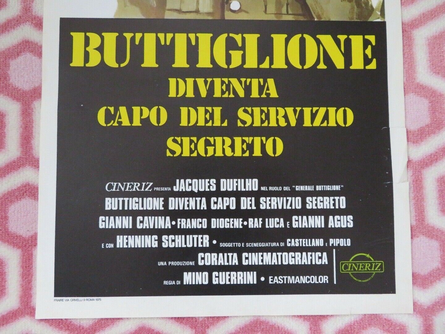 BUTTIGLIONE DIVENTA CAPO DEL SERVIZIO ITALIAN LOCANDINA (27.5"x 13") POSTER 1975 Movie posters