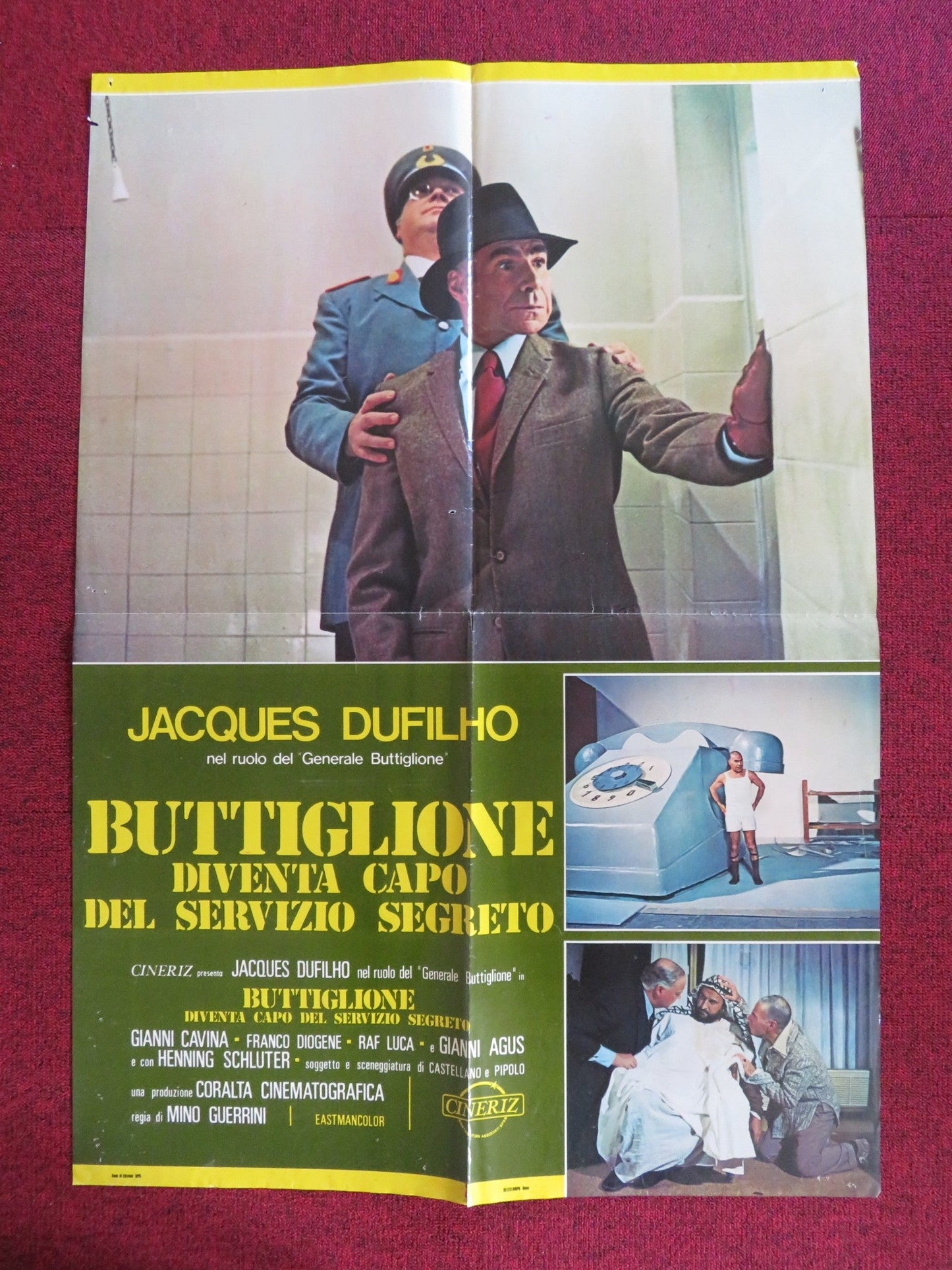 BUTTIGLIONE DIVENTA CAPO DEL SERVIZIO SEGRETO ITALIAN FOGLIO POSTER DUFILHO 1975 Rendezvous Cinema Movie posters