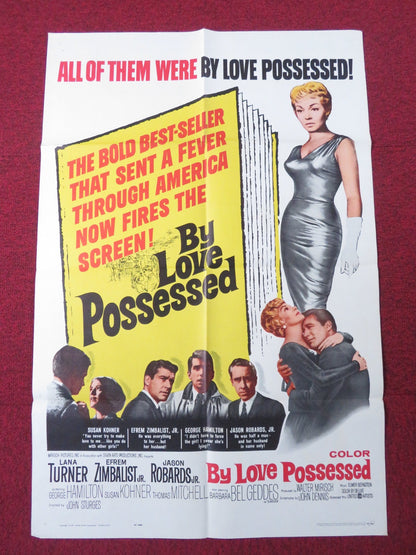 BY LOVE POSSESSED FOLDED US ONE SHEET POSTER LANA TURNER EFREM ZIMBALIST 1961 Rendezvous Cinema Movie posters