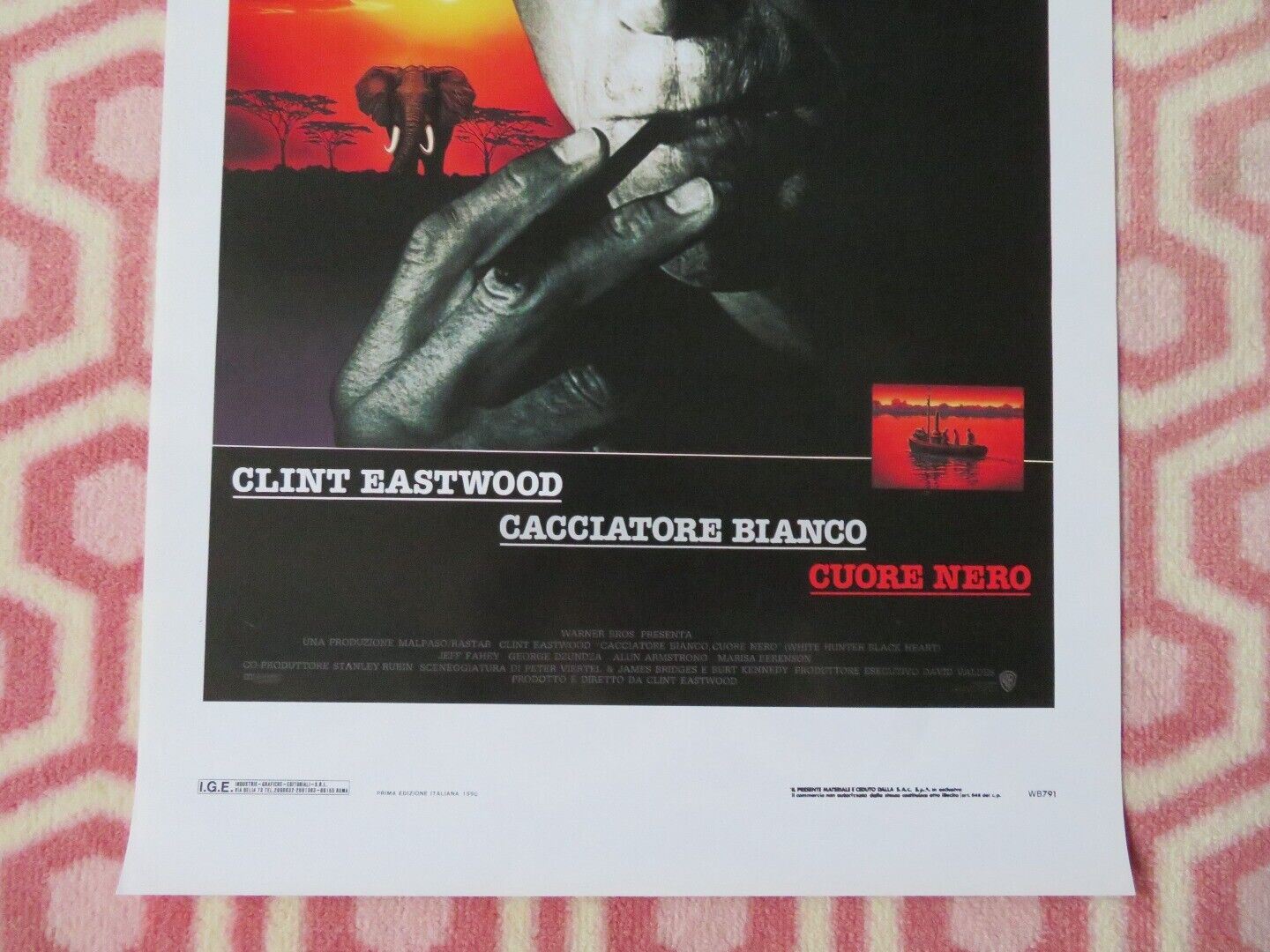 CACCIATORE BIANCO CUORE NERO ITALIAN LOCANDINA (27.5"x13") POSTER C EASTWOOD '90 Movie posters