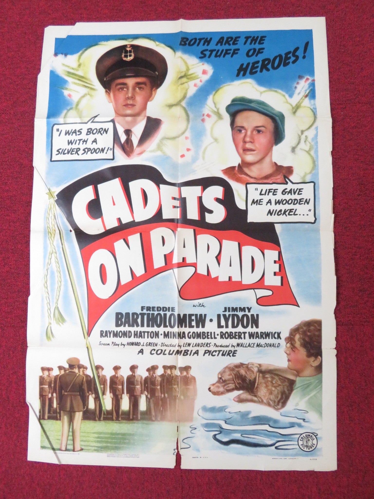 CADETS ON PARADE FOLDED US ONE SHEET POSTER FREDDIE BARTHOLOMEW JIMMY LYDON 1942 Rendezvous Cinema Movie posters