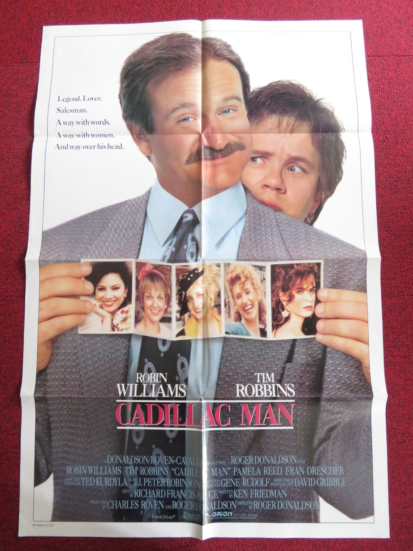 CADILLAC MAN - B FOLDED US ONE SHEET POSTER ROBIN WILLIAMS TIM ROBBINS 1990 Rendezvous Cinema Movie posters
