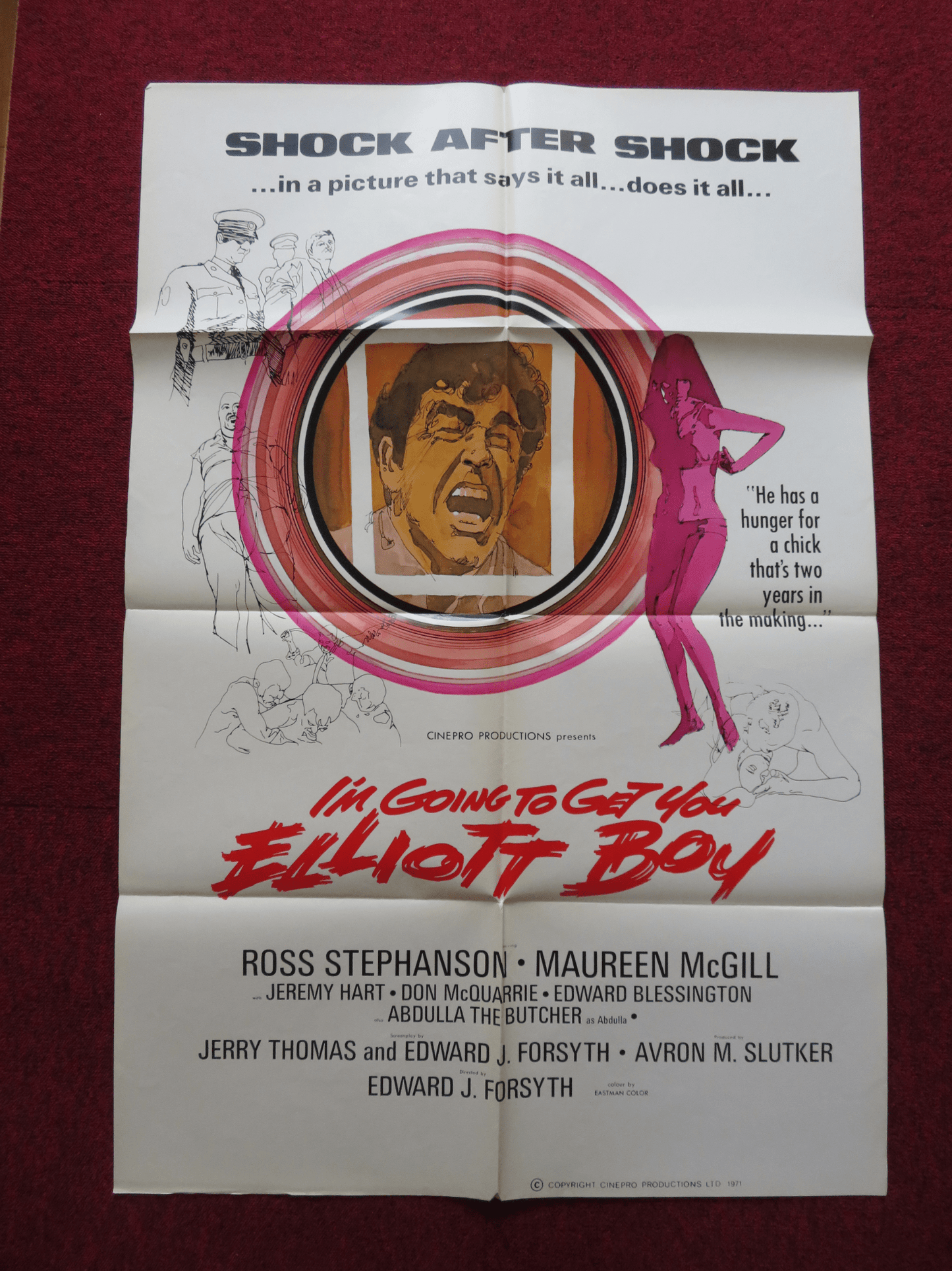 CAGED MEN FOLDED US ONE SHEET POSTER ROSS STEPHANSON MAUREEN MCGILL 1971 Rendezvous Cinema Movie posters