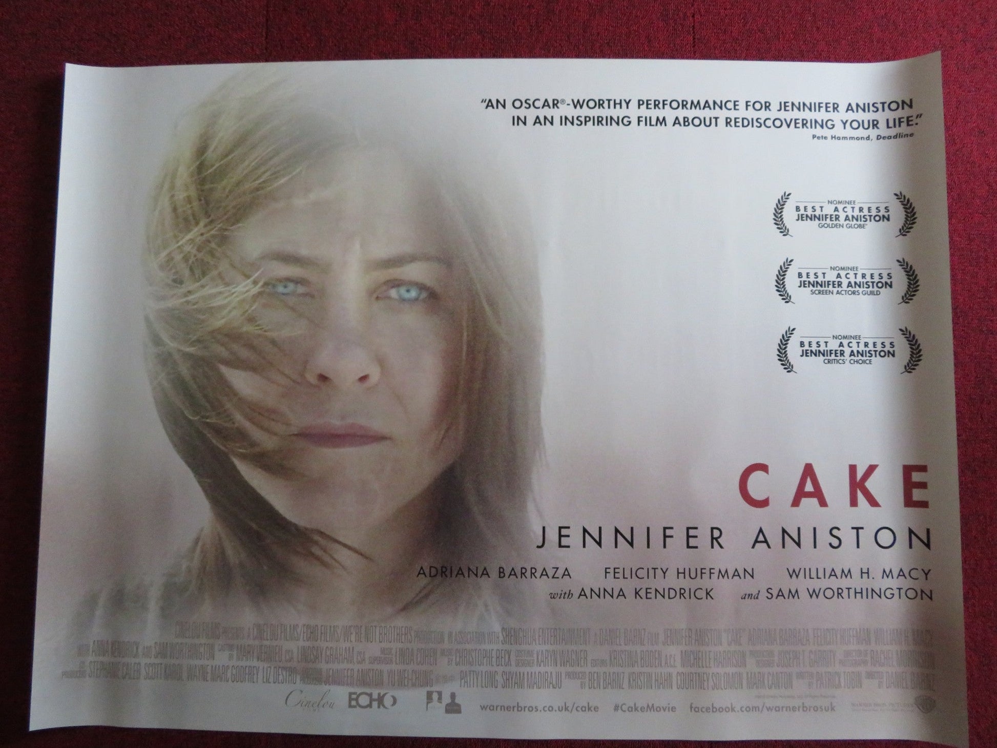 CAKE UK QUAD (30"x 40") ROLLED POSTER JENNIFER ANISTON SAM WORTHINGTON 2014 Rendezvous Cinema Movie posters