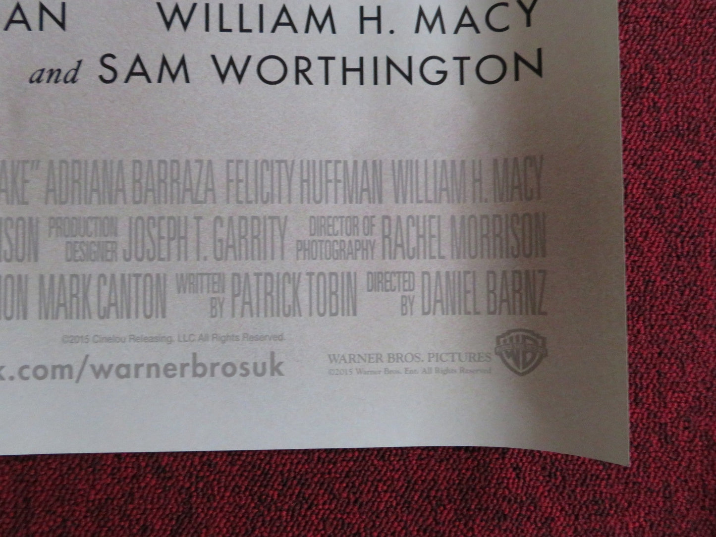 CAKE UK QUAD (30"x 40") ROLLED POSTER JENNIFER ANISTON SAM WORTHINGTON 2014 Rendezvous Cinema Movie posters