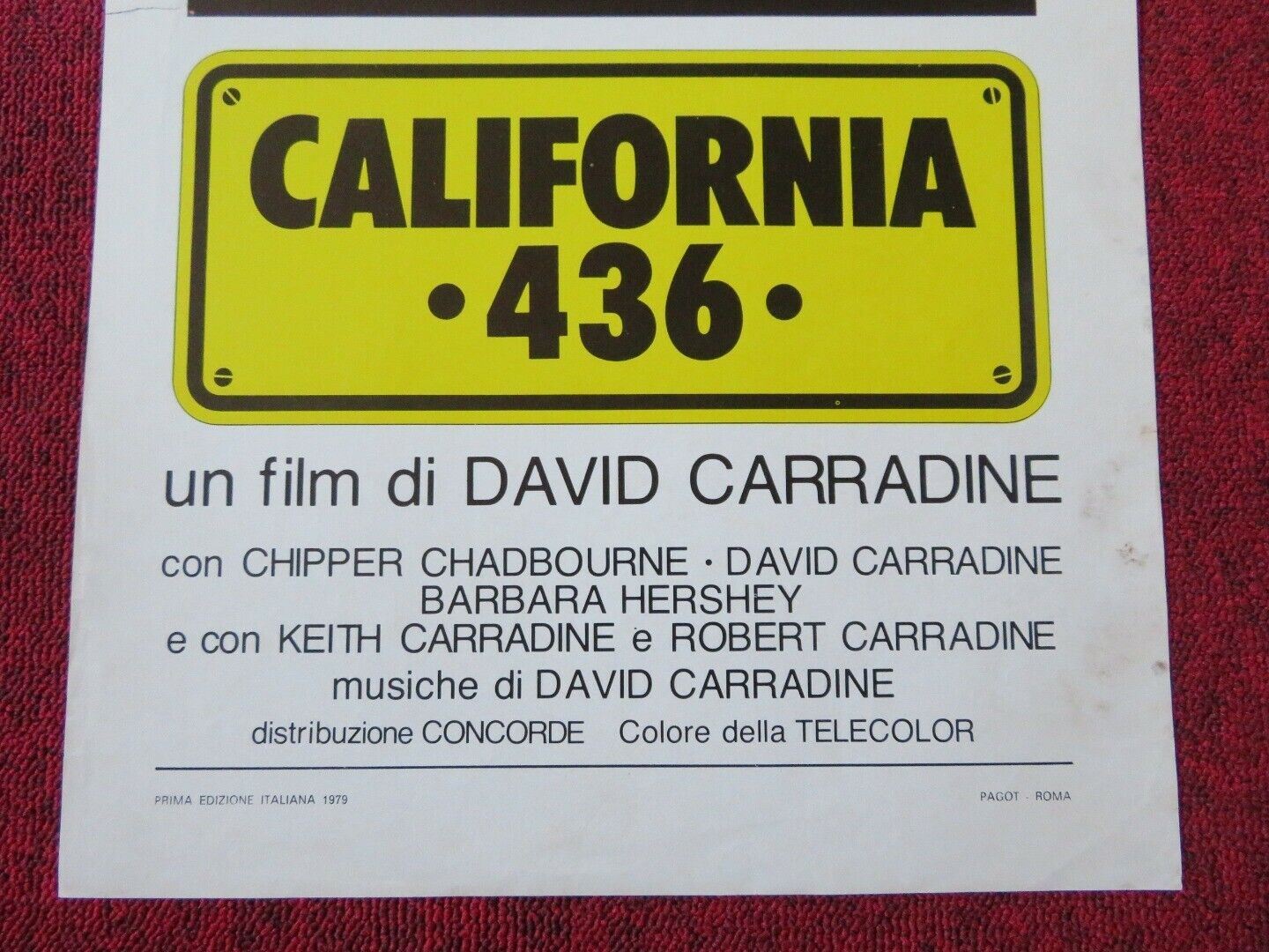 CALIFORNIA 436 ITALIAN LOCANDINA (27.5"x13") POSTER DAVID CARRADINE 1979 Movie posters