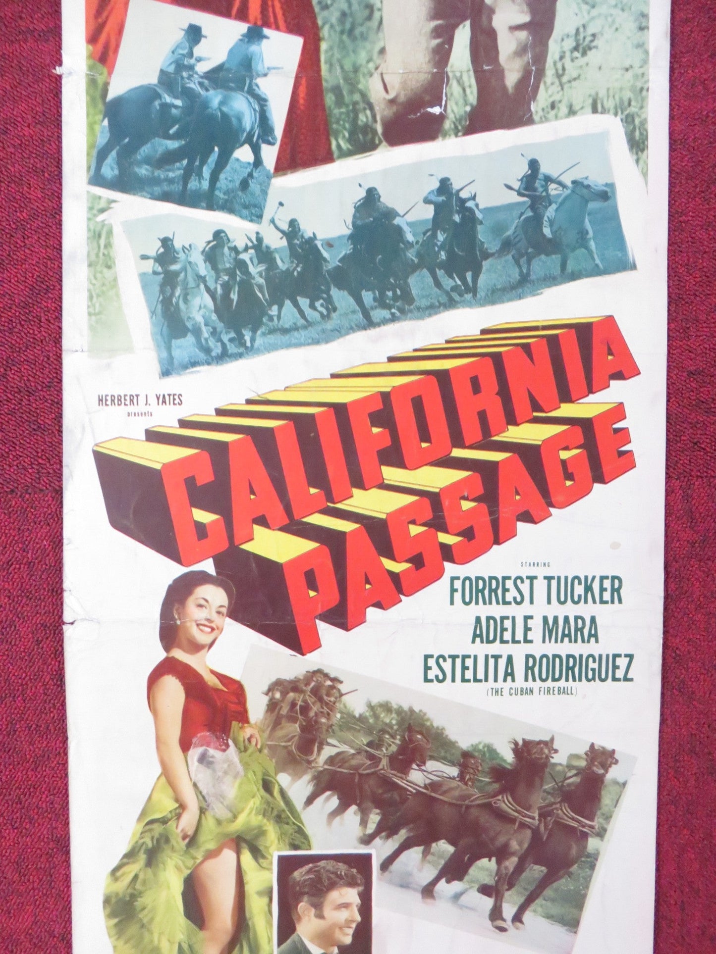 CALIFORNIA PASSAGE US INSERT (14"x 36") POSTER FORREST TUCKER ADELE MARA 1950 Rendezvous Cinema Movie posters