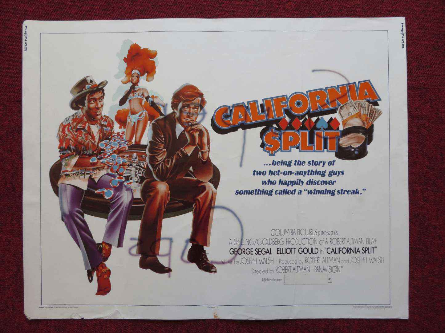 CALIFORNIA SPLIT US HALF SHEET (22"x 28") POSTER GEORGE SEGAL ELLIOTT GOULD 1974 Rendezvous Cinema Movie posters