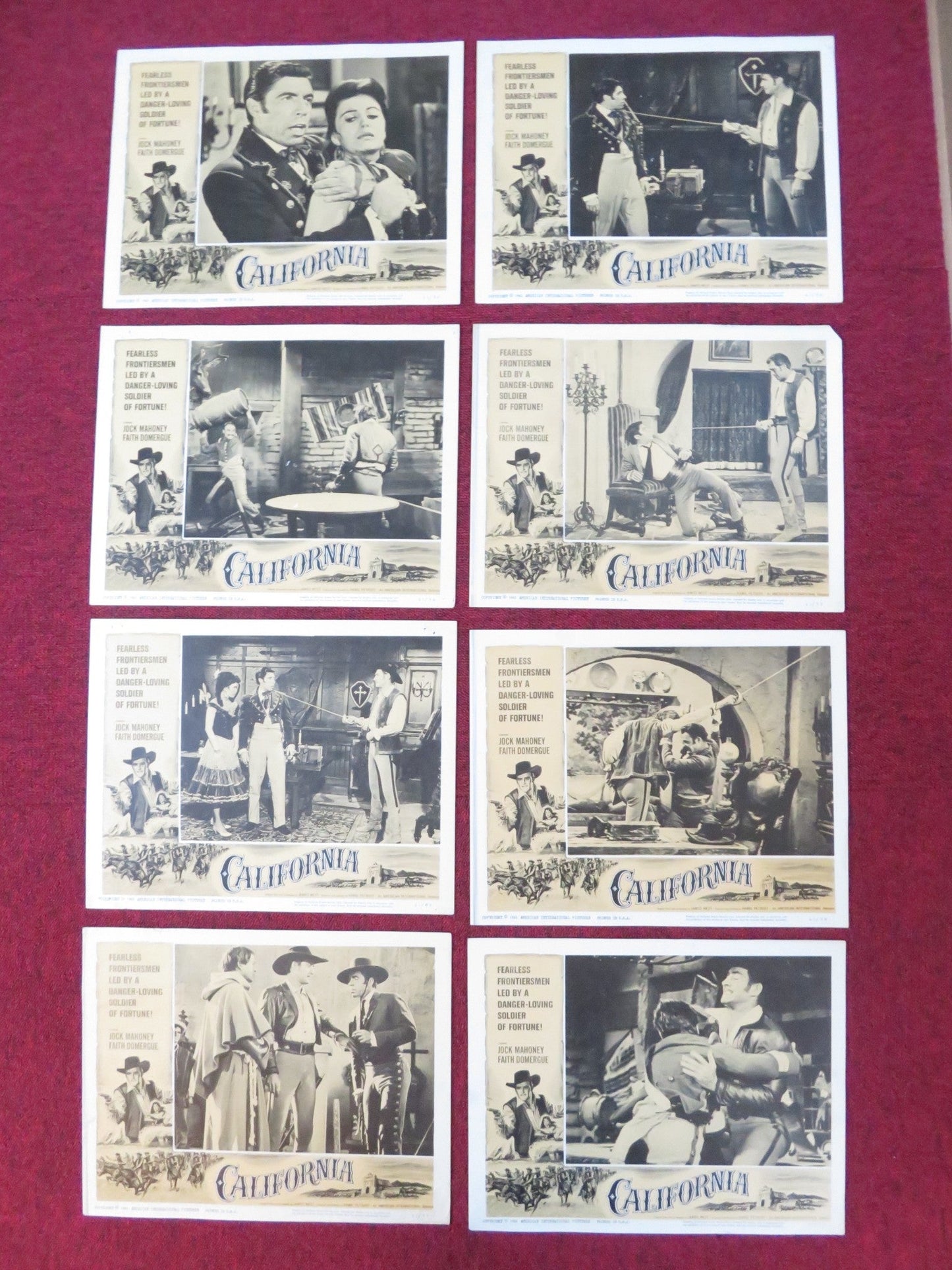 CALIFORNIA US LOBBY CARD FULL SET JOCK MAHONEY FAITH DOMERGUE 1963 Rendezvous Cinema Movie posters