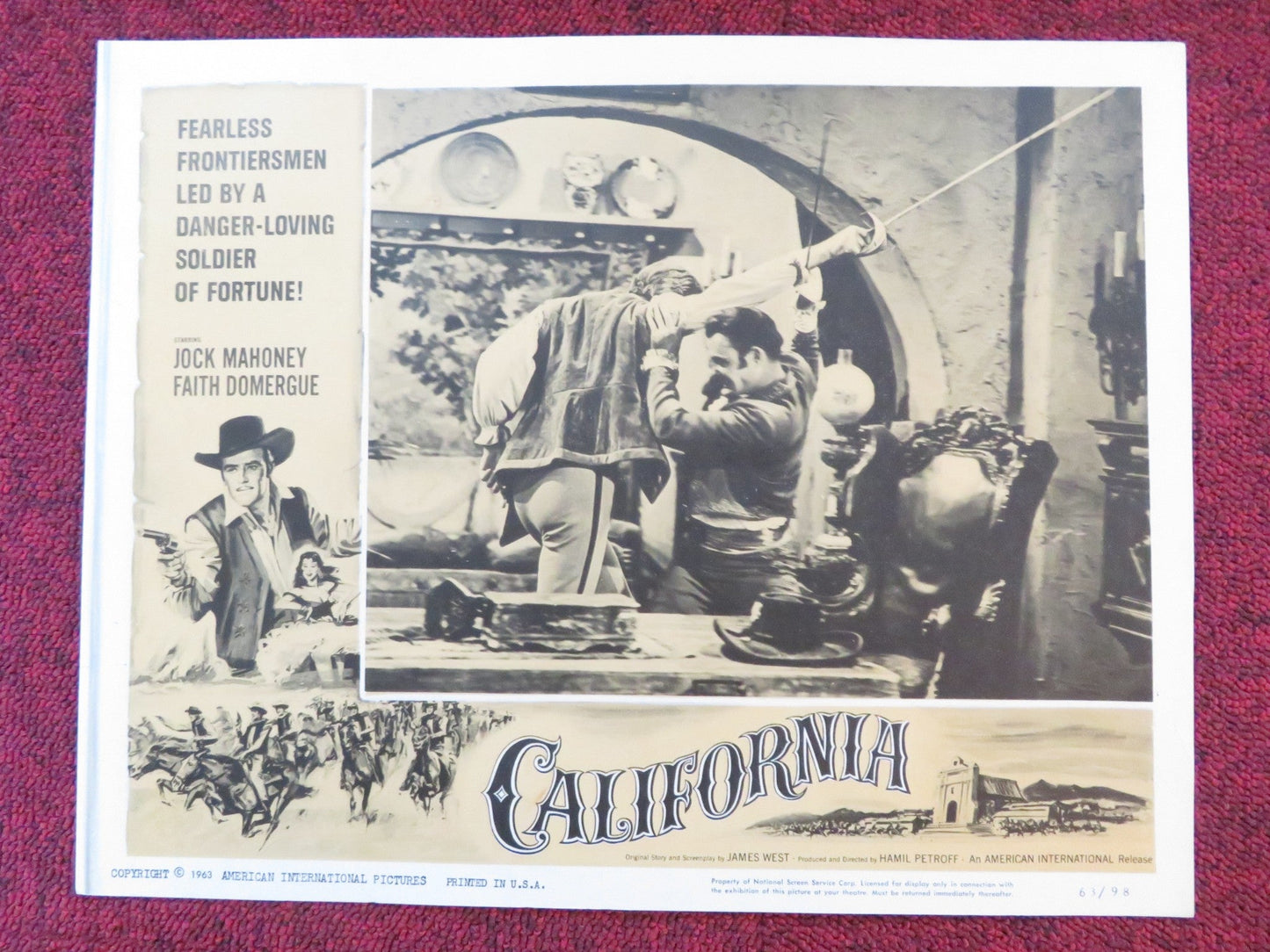 CALIFORNIA US LOBBY CARD FULL SET JOCK MAHONEY FAITH DOMERGUE 1963 Rendezvous Cinema Movie posters