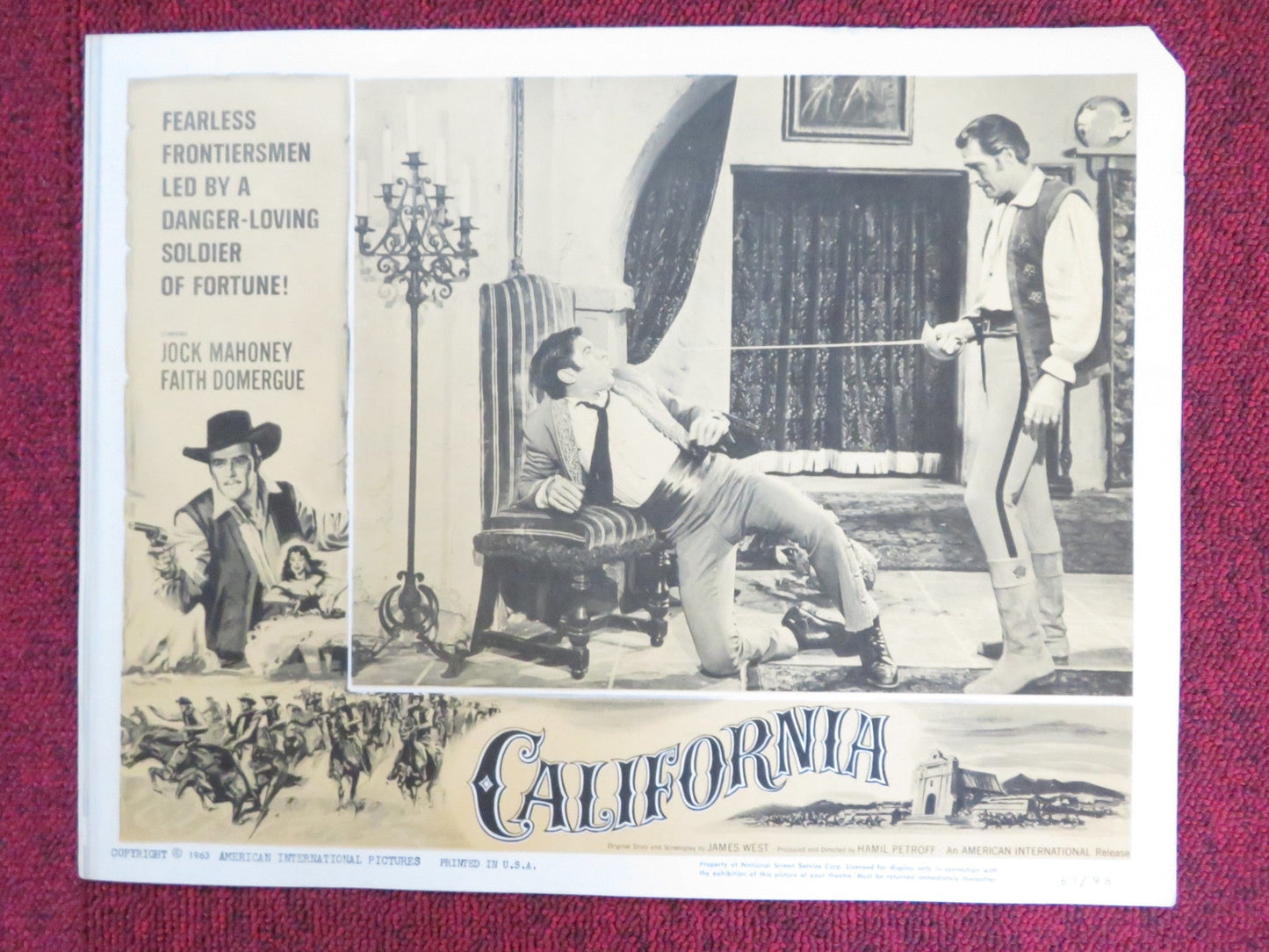 CALIFORNIA US LOBBY CARD FULL SET JOCK MAHONEY FAITH DOMERGUE 1963 Rendezvous Cinema Movie posters